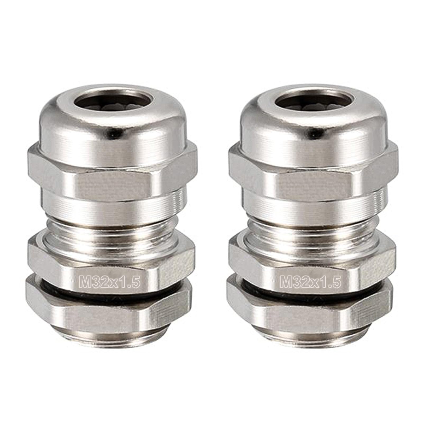 ORTAVA Pack of 2 cable glands M32 x 1.5, cable gland, cable grommet, waterproof, cable connector made of high-quality brass, for 15-22 mm cable connection