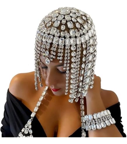Amazon.com: BABEYOND 1920s Crystal Cap Headpiece Rhinestone  display picture 1