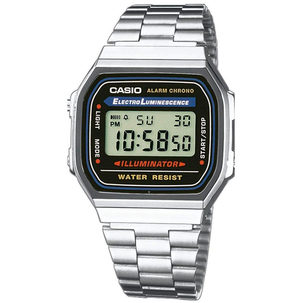 Casio Unisex Digital Watch with Stainless Steel Strap - A168WA