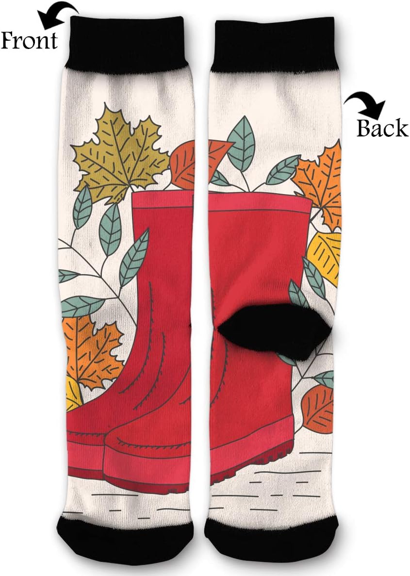 EKUIOP Socks Wellies Gum Boots Funny Fashion Novelty Advanced Moisture Wicking Sock for Man Women