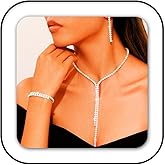 GORAIS Prom Wedding Jewelry Set Rhinestone Necklace Formal Bridal Jewelry Sets for Women and Brides