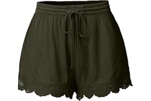 TANGNADE Shorts for Women Trendy High Elastic Waisted Drawstring Beach Shorts 2024 Summer Flowy Wide Leg Shorts