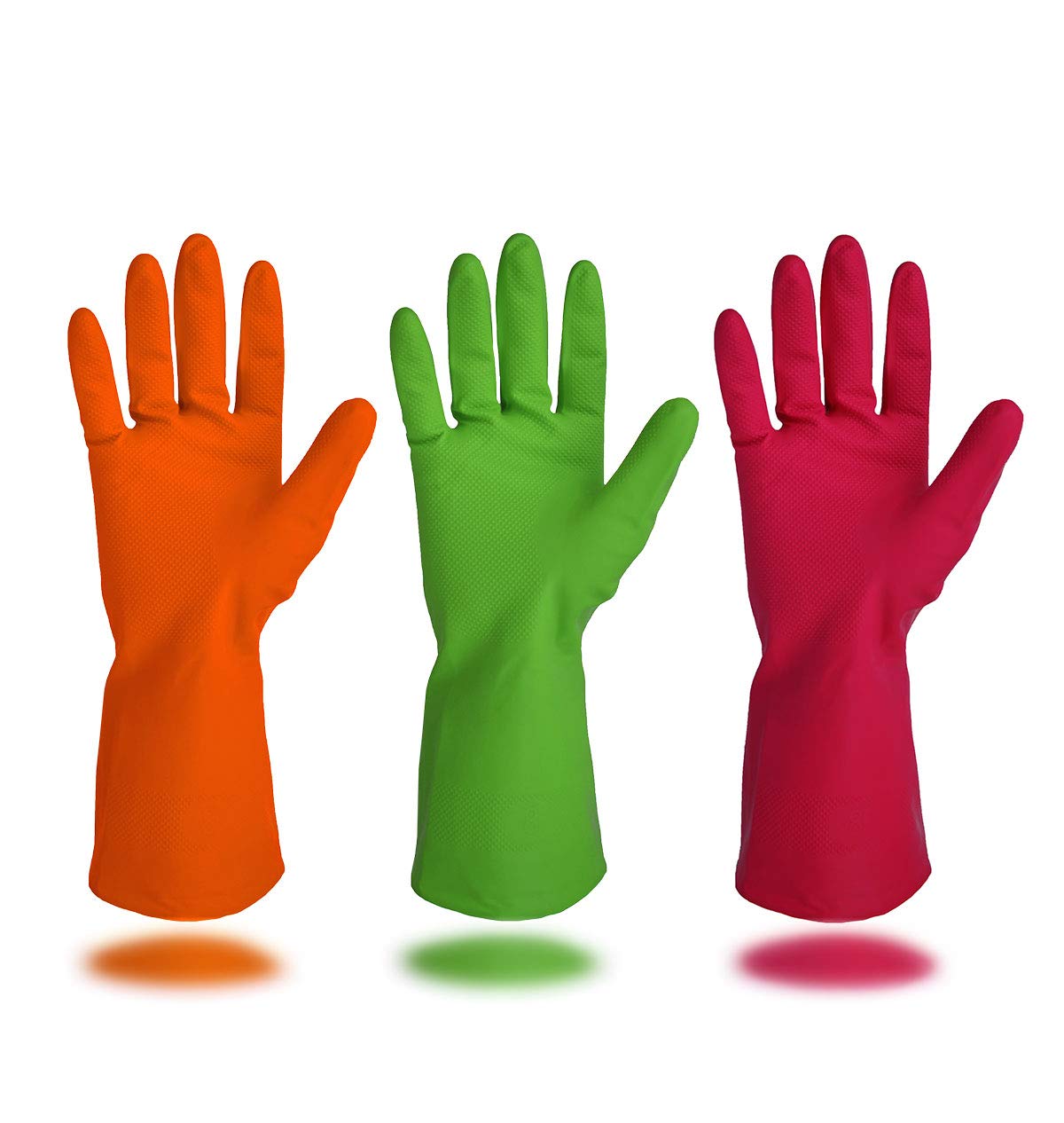 Cleanbear Synthetic Rubber Gloves, Medium Size, 11.8 Medium, Multicolor