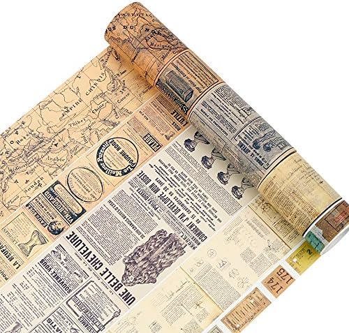 Zhi Jin 2Rolls Washi Tape Paper Set Masking Scrapbook Gothic Style DIY Crafts Adhesive Tapes Wall Planner Journal Decoration Gift English Newspaper