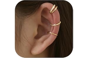 Fansilver 3Pcs Ear Cuff Earrings for Women Non Piercing14K Gold Plated Ear Cuffs Clip on Cartilage Earrings Adjustable Fake Earrings Lightweight
