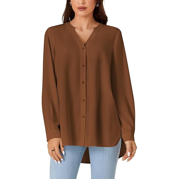 ColorfulStreet Women's long sleeve shirts Bishop Sleeve Button Up