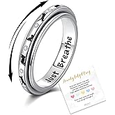 oGoodsunj Fidget Spinner Rings for Anxiety Women Just Breathe Sterling Silver Lotus Cross Worry Ring Stress Relief Calm Jewelry Gifts for ADHD Autism Daughter (Cat, 8)