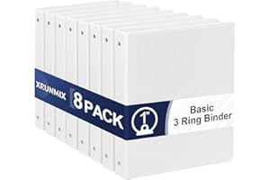 XRUNMIX 1-Inch 3-Ring-Binder with Pockets, 1'' Basic Binders 1-inch View Round Binders Holds 200 Sheets US Letter Size 8.5'' x 11'' - Bundle Packs Perfect for Home, Office, and School (1-inch)