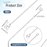 Mozeat Lens 20pcs Stainless Steel Necklace Chains 1.5mm 45cm Silver view 2