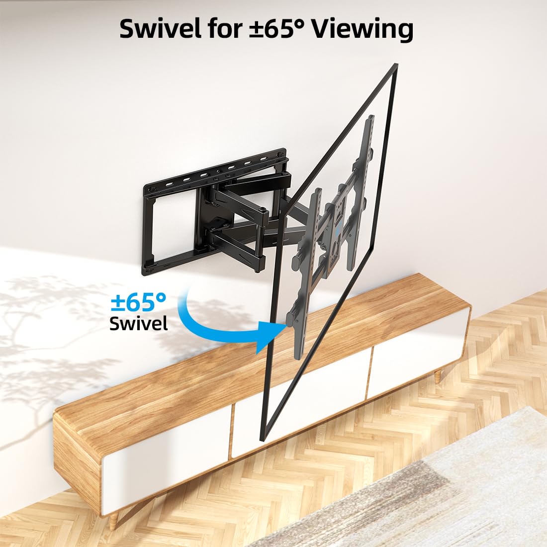 HOME VISION Full Motion TV Wall Mount Bracket for 32-85 Inch Flat/Curved TVs, Dual Articulating Arms with Swivel Tilt Level, 132Lbs Capacity, Fits 16 Inch Studs, Max VESA 600x400mm