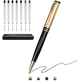 Shiduode Luxury Ballpoint Pens, Retractable Metal Pen with 7 Refills (Black, Blue, Red) for Smooth Writing - Executive Office Desk Accessories, Ideal Gifts for Professionals, Teachers,Nurses