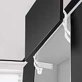Hydraulic Buffer Door Hinge, Frameless Cabinet Hinges Hidden Adjustable Bracket Mounting, Vertical Swinging Lifting Device for Bookshelf, Cabinet and Shelf Doors