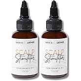 BASK &amp; LATHER Scalp Stimulator Hair Growth Oil, Cold Pressed Oils Including Mint and Rosemary Oil for Hair Growth, Grapeseed Oil, Organic Natural Hair Oil, All Hair Types, 2 Fl Oz (Pack of 2)