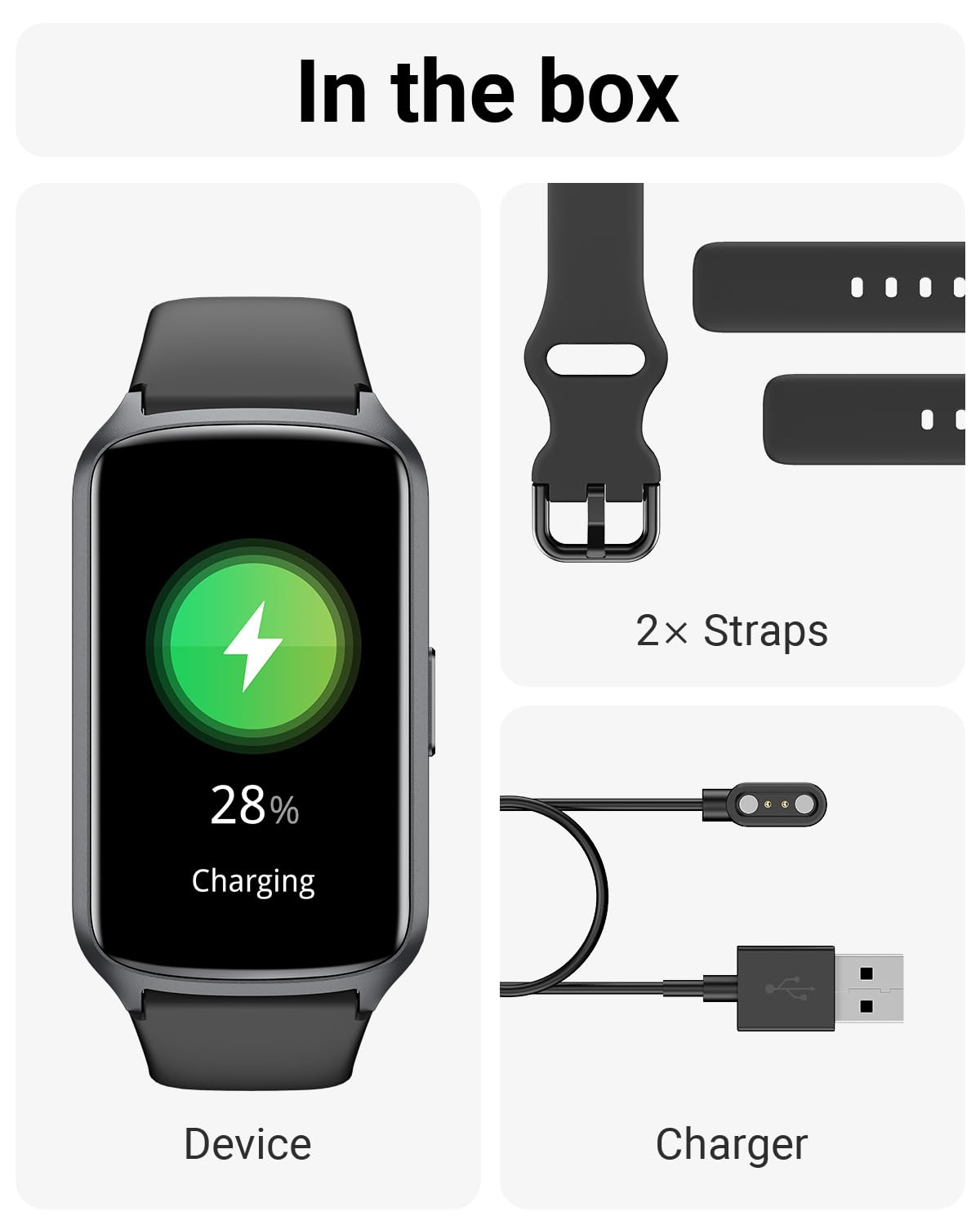 Amzhero Amzhero Health Fitness Tracker with 24/7 Heart Rate, Blood Oxygen, Blood Pressure, Sleep Tracker, 5ATM Waterproof Activity Trackers with Step Tracker, Pedometer (S & L Bands Included)