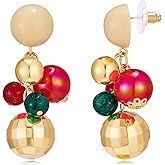 HolidayQbee Christmas Earrings Studs for Women Delicate Dangle Earrings Hypoallergenic Cute Colorful Drop Earrings for Holiday Party Jewelry Gift