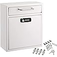 AdirOffice Ultimate Drop Box Wall-Mounted Mailbox - Hanging Secured Postbox - Durable Spacious Key or Combination Lock Box Perfect for After Hours Deposits Payments Key and Letter Drop
