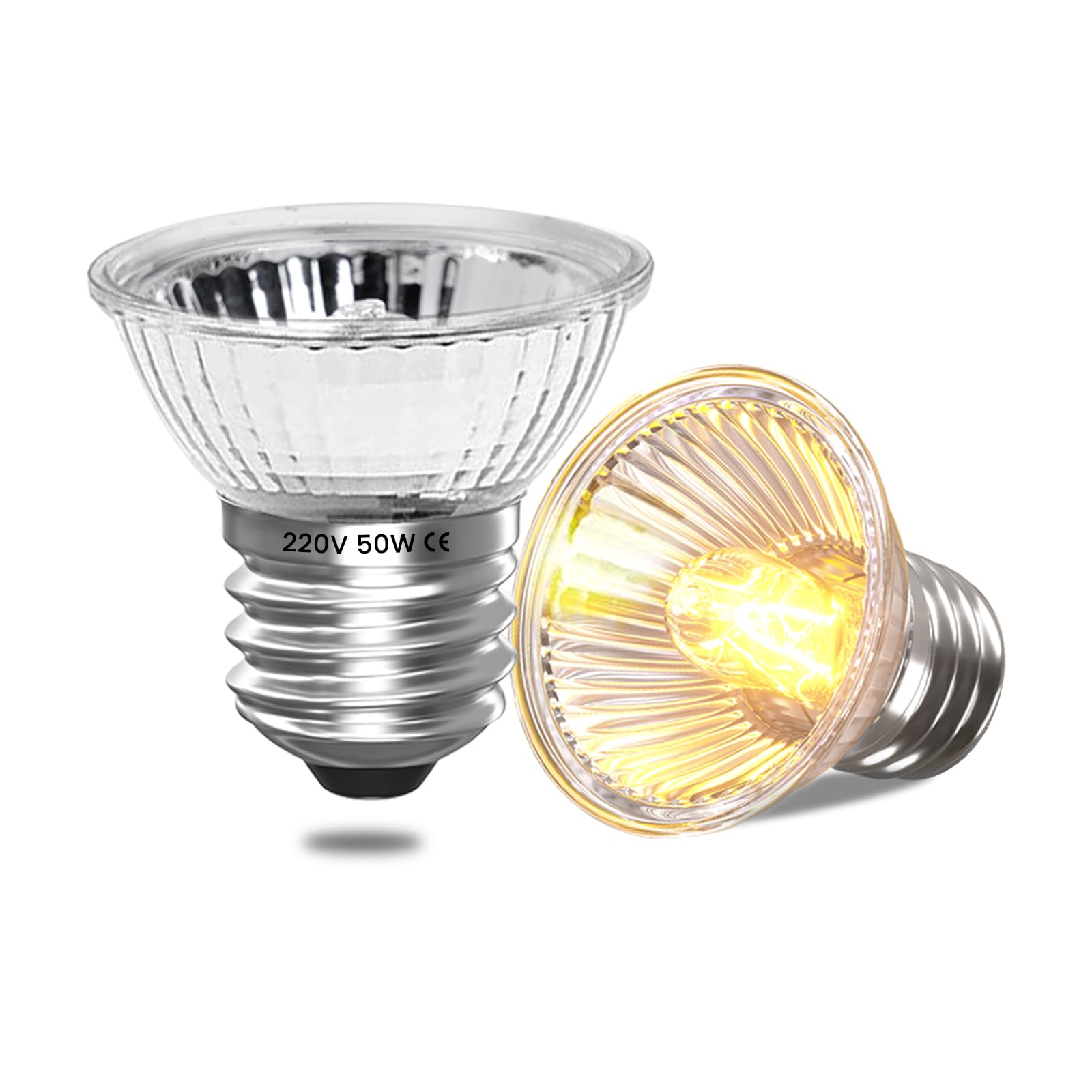 Bonlux Reptile Heating Bulb, UVA UVB Tortoise 50W Basking Bulb, Turtle Tank Light, Vivarium Heat Lamp for Bearded Dragon, Lizard, Gecko, Ball Python (Dimmable, Pack of 2), Warm White