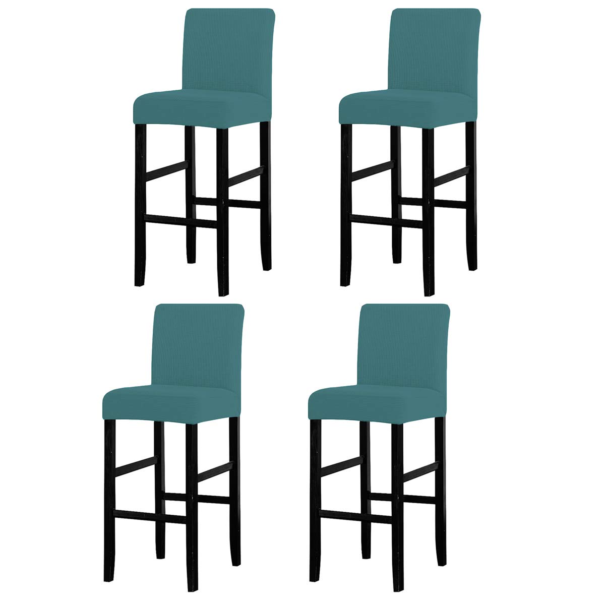 LANSHENG Bar Chair Stool Covers, Stretch Removable Washable Chair Slipcover for Short Swivel Dinning Chair Back Chair Bar Stool Chair (Teal,4 Pcs)
