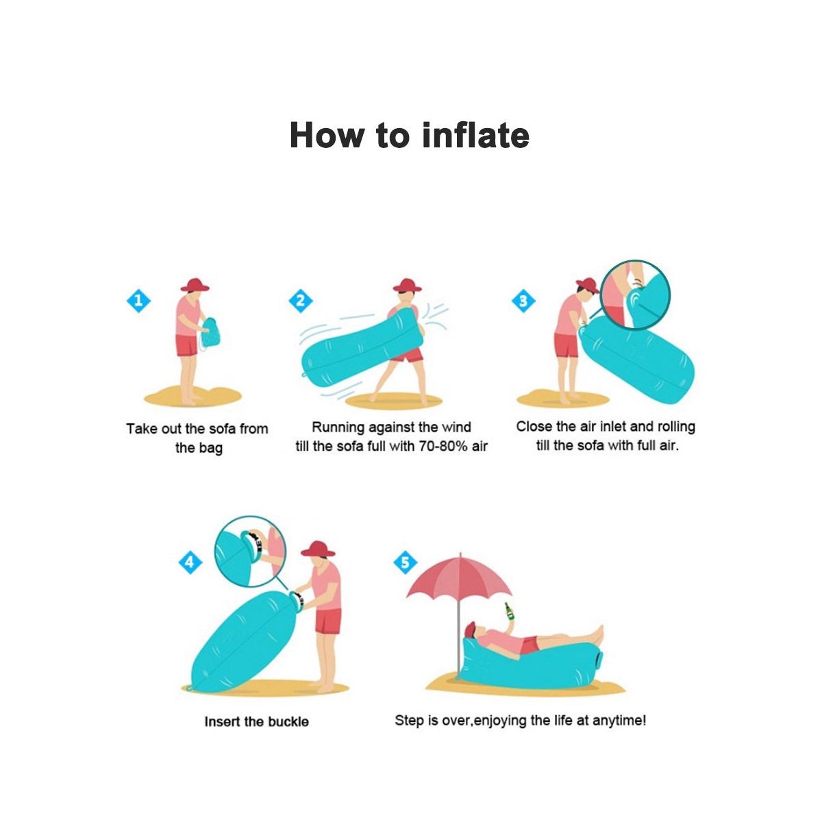 AOGE Sofá inflable iregro portátil hinchable Puf con cojín ...