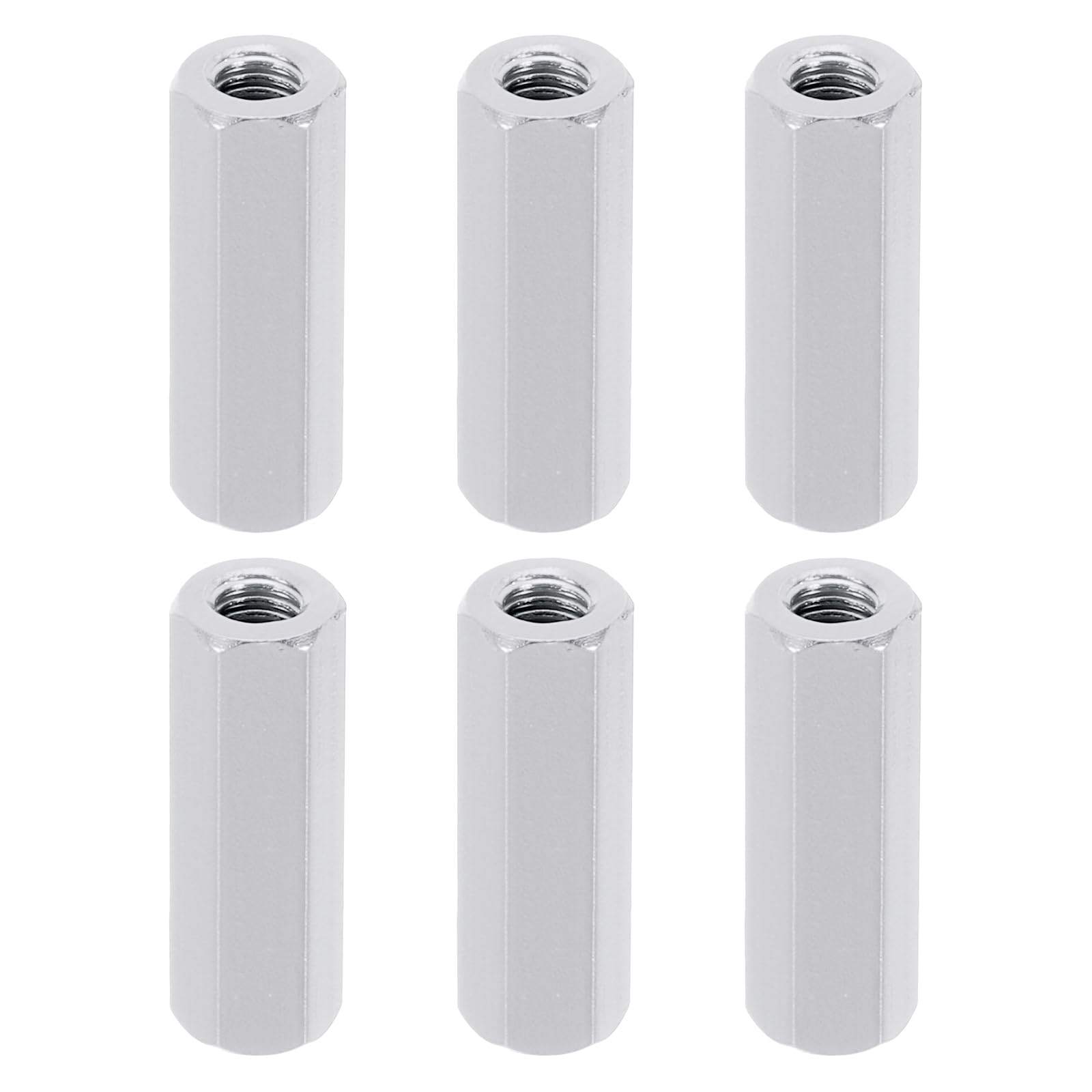 PATIKIL M3 Hex Nuts, 6pcs M3 Threaded Spacers Aluminum 22mm L Female Metal Spacer Screw Standoff for M3 Screw Bolts RC Car Drones Stacks Motherboard, Silvery