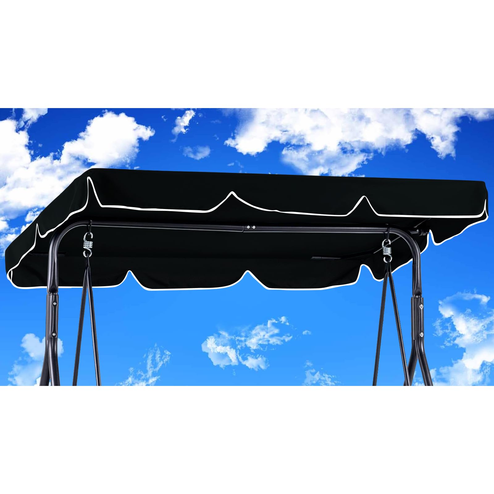 Replacement Canopy for Garden Swing 210 x 145 cm Waterproof, Wind Roof, Replacement Cover for Swing Sunshade, Polyester Cloth (210 x 145, Black)
