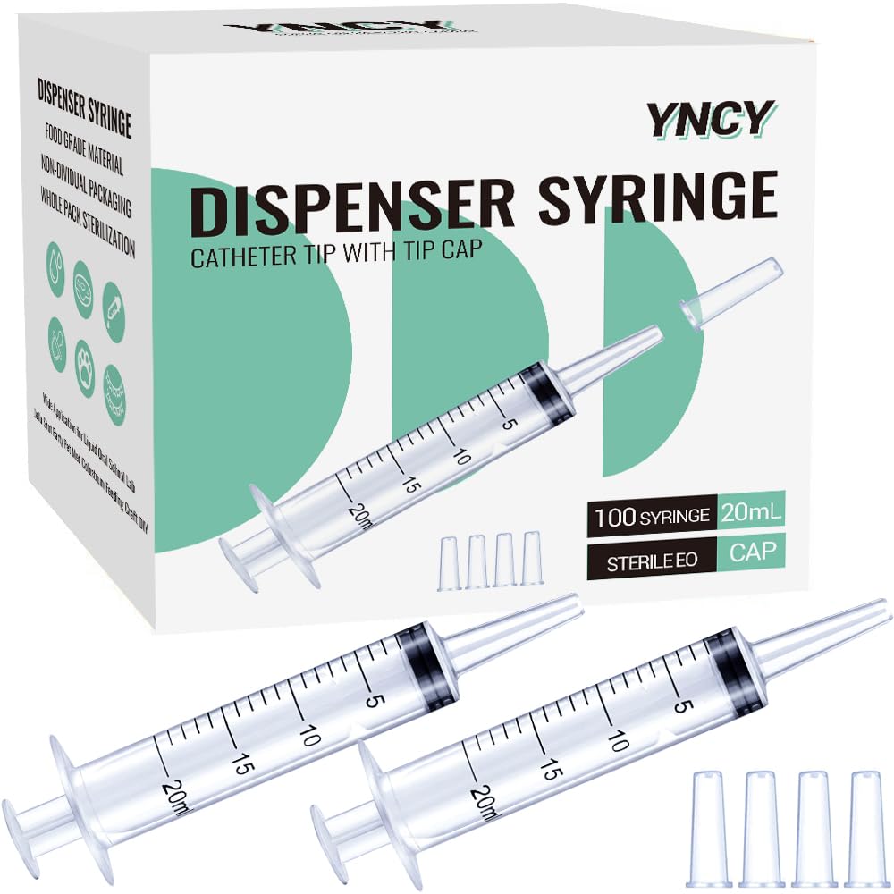 Photo 1 of 100 Pack 20ml Syringes with Cap for Liquid, 20cc syringe Whole Pack Bulk Sterile Sealed, No Needle