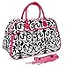 World Traveler Damask Travel Bag, Black and White with Pink Trim