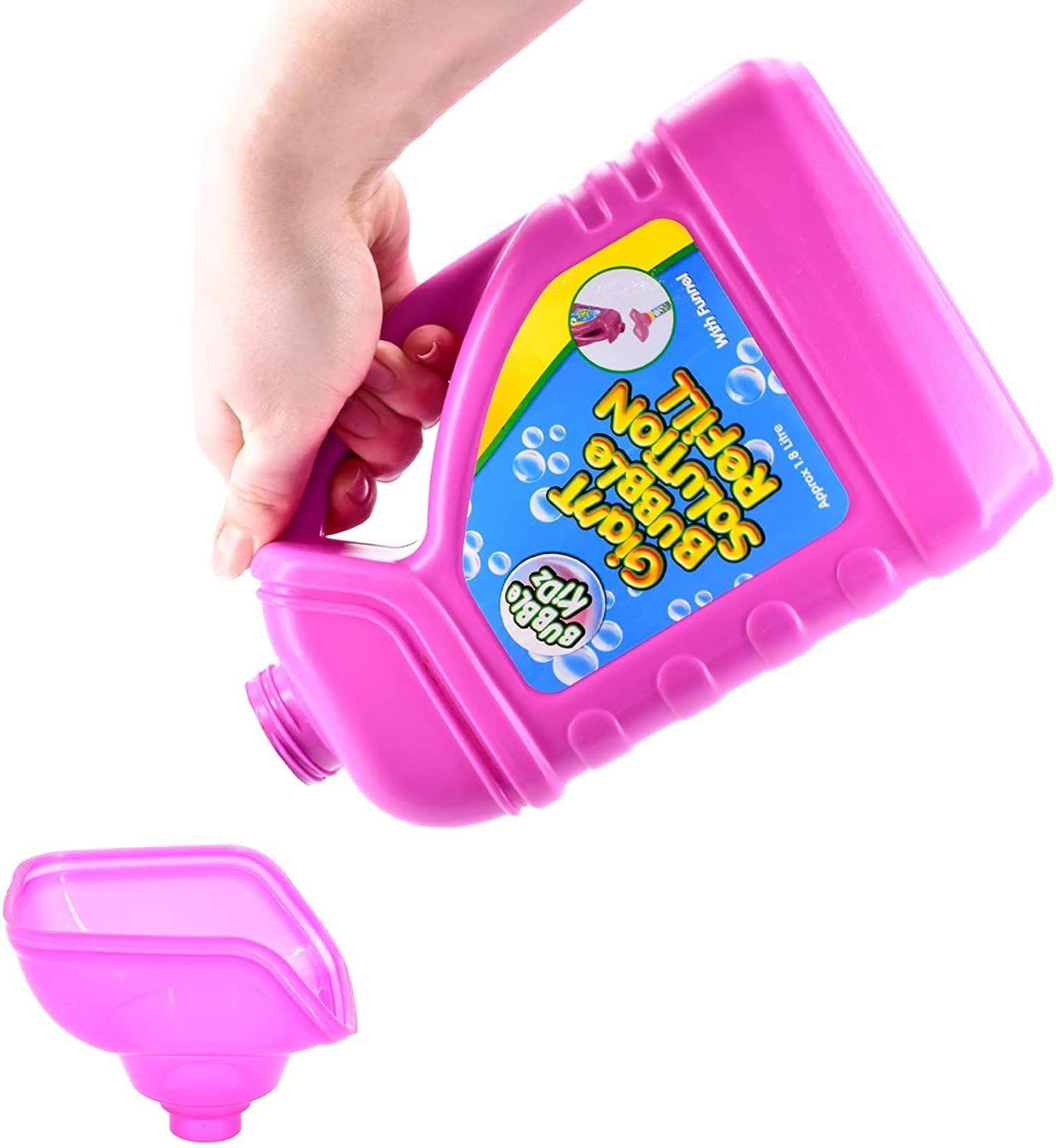 Bubblekidz 1.8 Litre Bubble Mixture Liquid Solution Refill Bottle with Pouring Funnel, Pink - Image 5