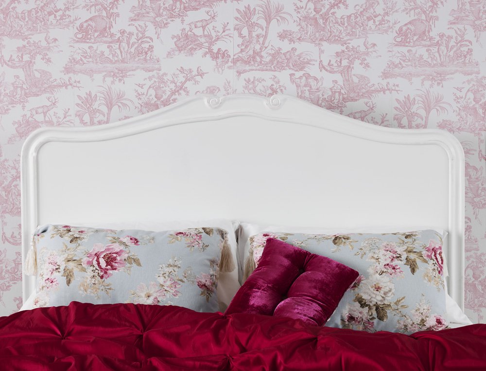 Juliette Antique White Double Bed with wooden headboard. Stunning 