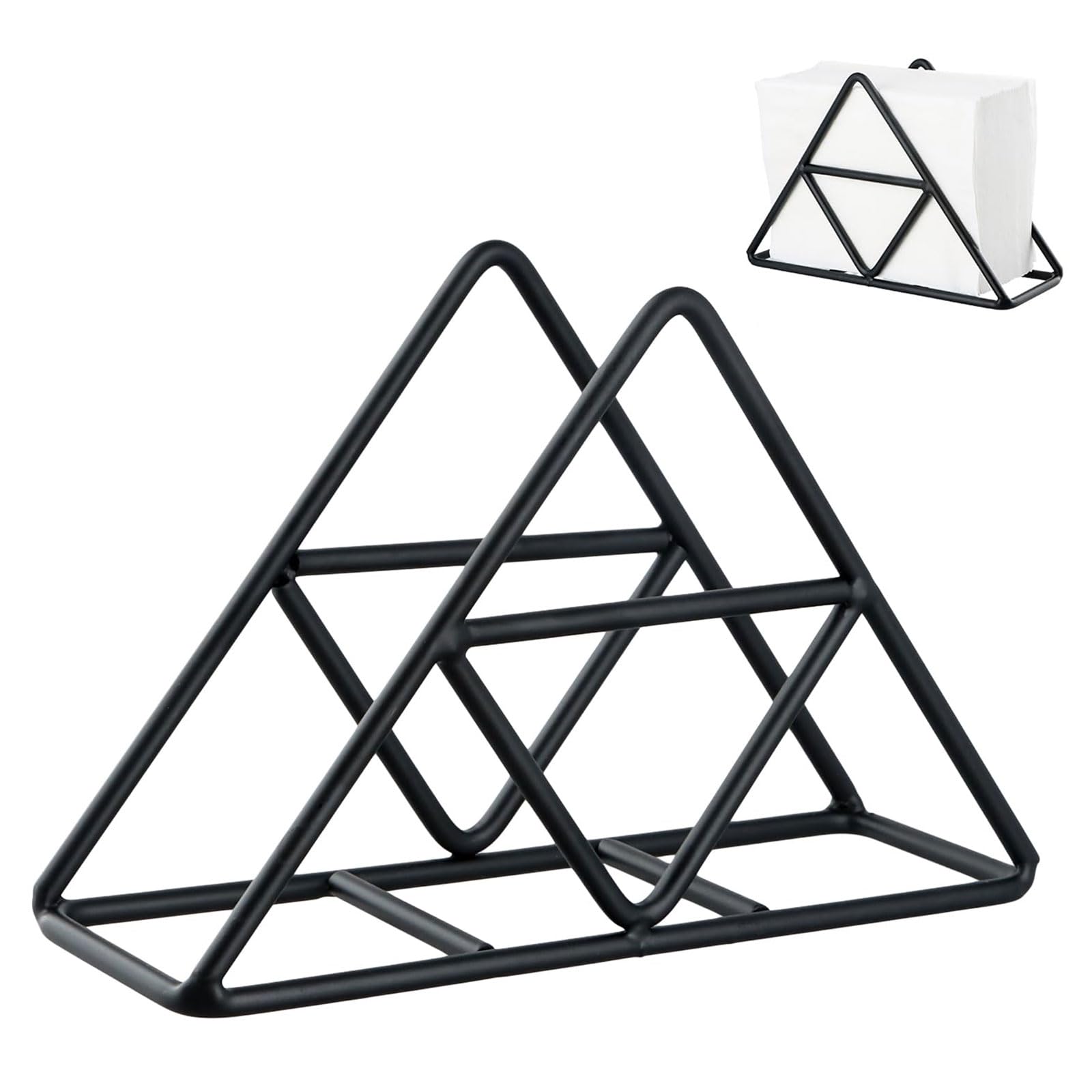 Triangle Napkin Holder Metal Napkin Stand Paper Napkin Holder Napkin Storage Organiser Kitchen Napkin Organiser for Kitchen, Table, Picnic (Black)