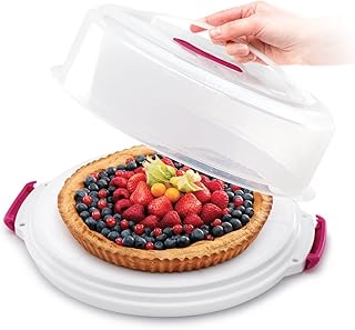 Metaltex Tortenbehälter höhenverstellbar, Polypropylene, weiß/transparent, ⌀ 30 cm, einstellbare Höhe von 8 und 15 cm