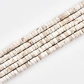 152pcs 4x2mm Natural White Turquoise Heishi Disc Rondelle Spacer Stone Semi Precious Gemstone Loose Beads for Jewelry Making 15 Inch