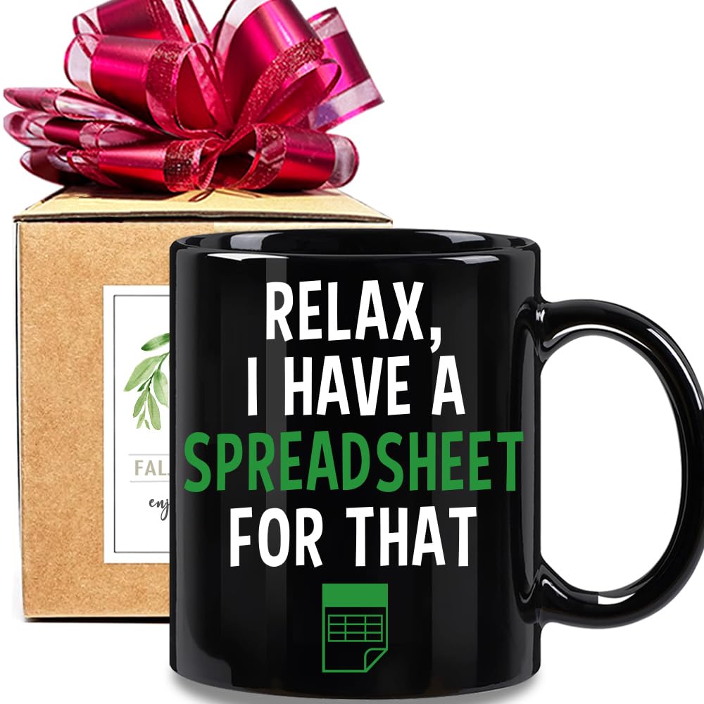 Photo 1 of FALJIOK Relax I've Got A Spreadsheet for That Work Mug 11oz, Funny Spreadsheet Accounting Work Gifts Shortcut Accountant Mug Gifts for NA CPA CFO Men Coworkers Analysts Accounting, White