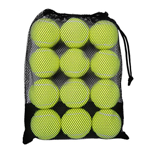 12 Pack Training Tennis Balls-IANONI Great Tennis Balls For Lessons,Practice,Playing With Pets-Closeable Mesh Carrying Bag For Easy Transport And Storage