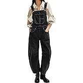 loveimgs Women Y2k Baggy Barrel Jeans Overalls Wide Leg Denim Pants Bib Overalls Jumpsuit Boyfriend Patchwork Jeans