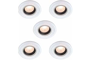 Renovators Supply Manufacturing Mini Spot Light Ring Trim White Ceiling Medallion Urethane Foam Recessed Lighting Trim 5" Inner Dia X 9" Outer Dia Decorative Leaf Lightweight Rosettes Pack of 5
