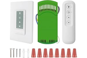 COREBAY Universal Ceiling Fan Remote Control Kit, Wall Remote Switch with Light Dimmer and 3 Speeds, Replacement for Hunter Hampton Bay Harbor Breeze, Include Wall Switch, Remote Control and Receiver