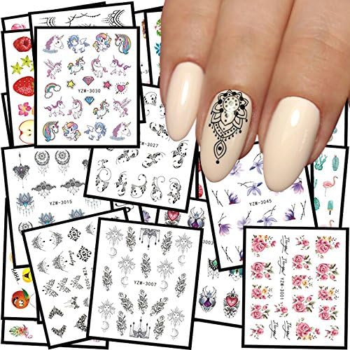 JACA 48 Sheets Nail art Stickers Decal Water Transfer Watermark kids Tip Decal Manicure full for women and kids