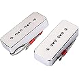 LAMSAM P90 Pickup Set, Single Coil Neck Bridge PUP Loaded Alnico 5 Bar Magnets, High Output Single-coil P/U for 6 String Electric Guitar with P90-sized Pickup-up Configuration, Chrome