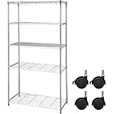 【セット買い】アイリスオーヤマ メタルラック ワードローブ 5段 ポール径25mm 幅91×奥行46×高さ178.5cm メタルシェルフ クロムメッキ SE-918E + メタルラックキャスター 4個 MR-45C