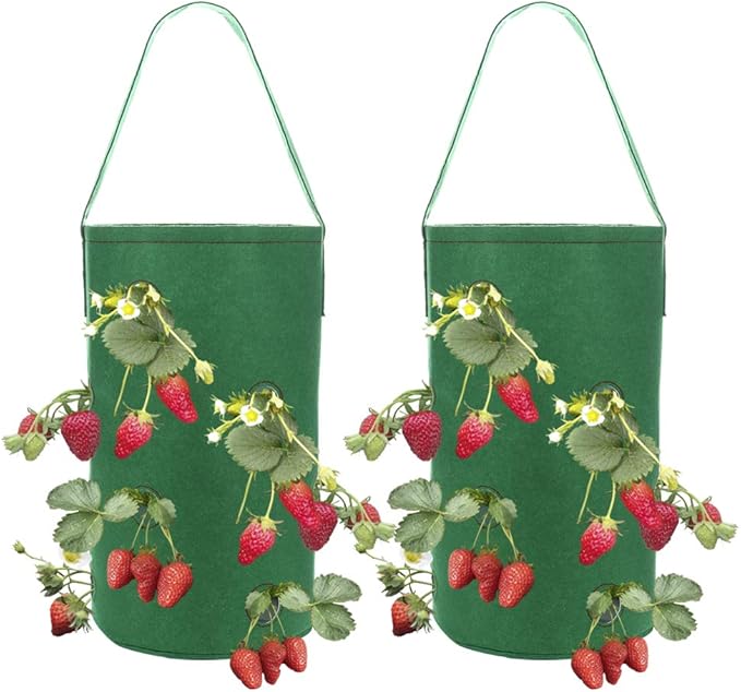 LouisaYork Strawberry Planter Bag,2 Pack Hanging Strawberry Planter