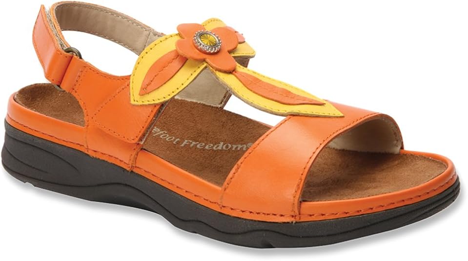 Amazon.com | Drew Alana - Women's Comfort Removable Insole Sandal Orange/Yellow - 5.5 W-Wide 