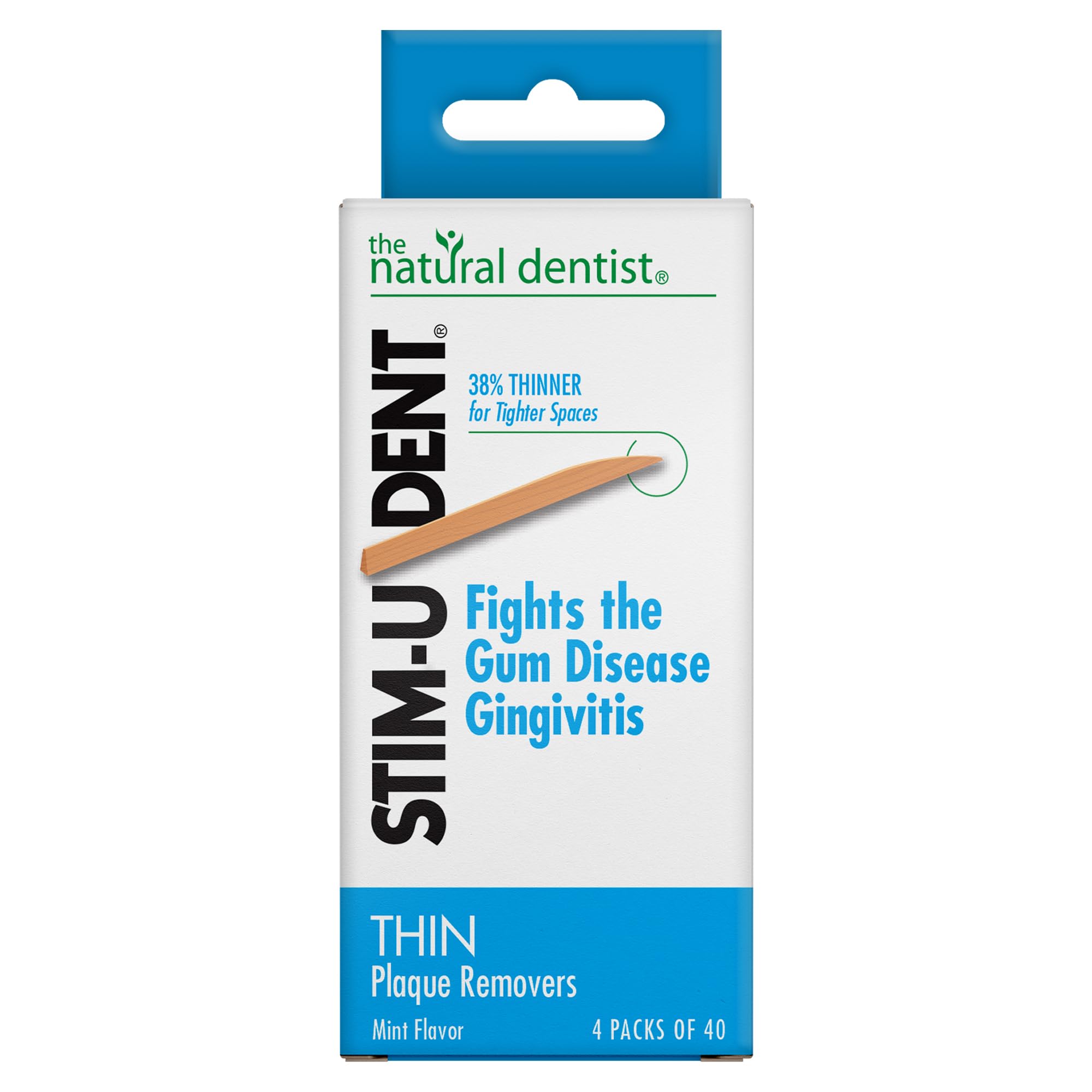 Natural Dentist The Stim-U-Dent Plaque Removers, Thin, Mint Flavor -160 ct.