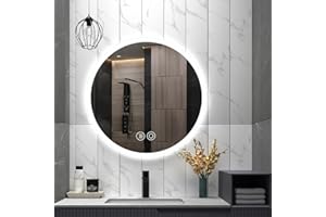 Panana LED Bathroom Mirror 28inch with Lights, Adjustable 3000K/4500K/6000K Lights, Smart LED Vanity Mirror, Wall Mounted Anti-Fog Dimmable Front Lighted Makeup Mirror (Round 28 x 28)