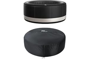 MSpa Round Inflatable Bubble Massage Spa, 4 to 6 Person Outdoor Hot Tub with 2 Covers (1 Standard and 1 Energy-Efficient Cover), Camaro