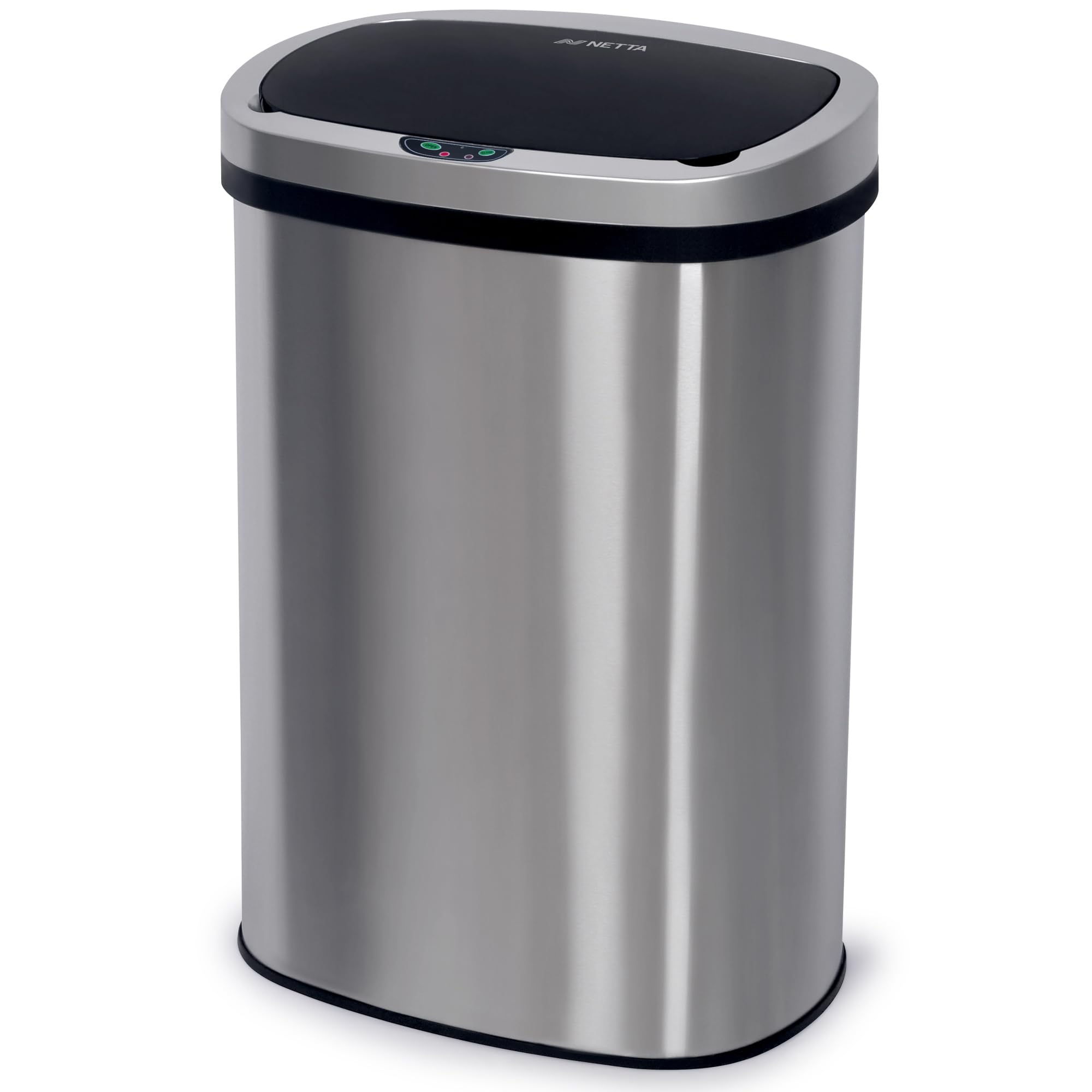 NETTA 50L Sensor Bin for Kitchen - Large Automatic Motion Sensor Waste Rubbish Bin - Touch Free Smart Bin with Infrared Lid & Non Skid Base - Electric Bin for Home, Office, & Trash Can - Silver