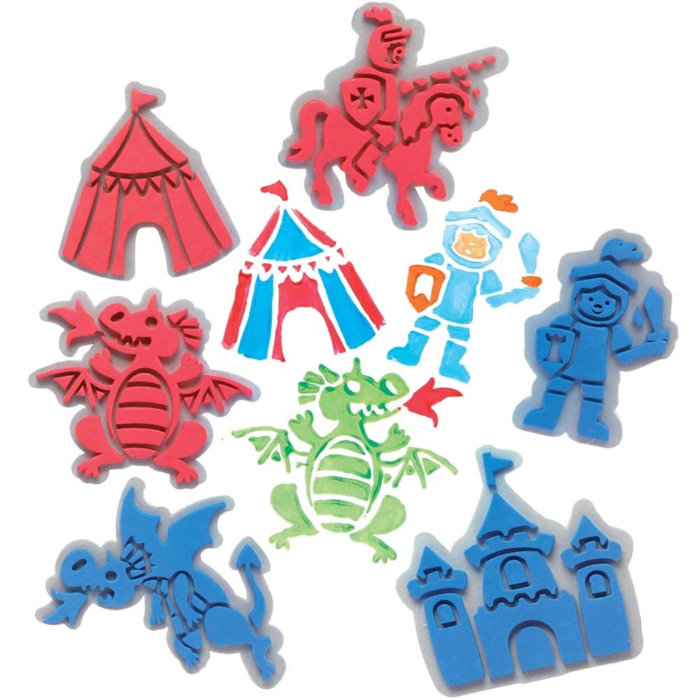 Baker Ross FE280 Knight Craft Foam Stampers - Pack of 10, Craft Stamps, Stamp Sets for Children, Ideal for Kids Arts and Crafts Projects