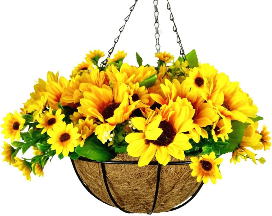 Mynse Silk Flower Hanging Basket Decorative Living Room