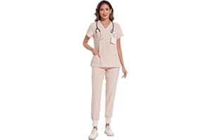 صورة المنتج: COZYFIT Scrubs for Women Set - Stretch V-Neck Scrub Top & Jogger Pant with 8 Pockets