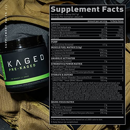 Kaged Muscle Pre Workout Powder Preworkout for Men & Pre Workout Women